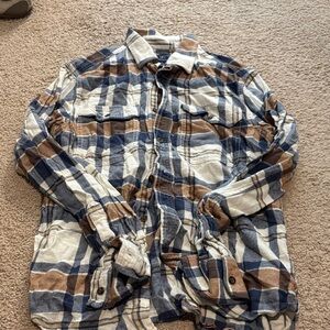 George Blue and Brown Plaid Shirt